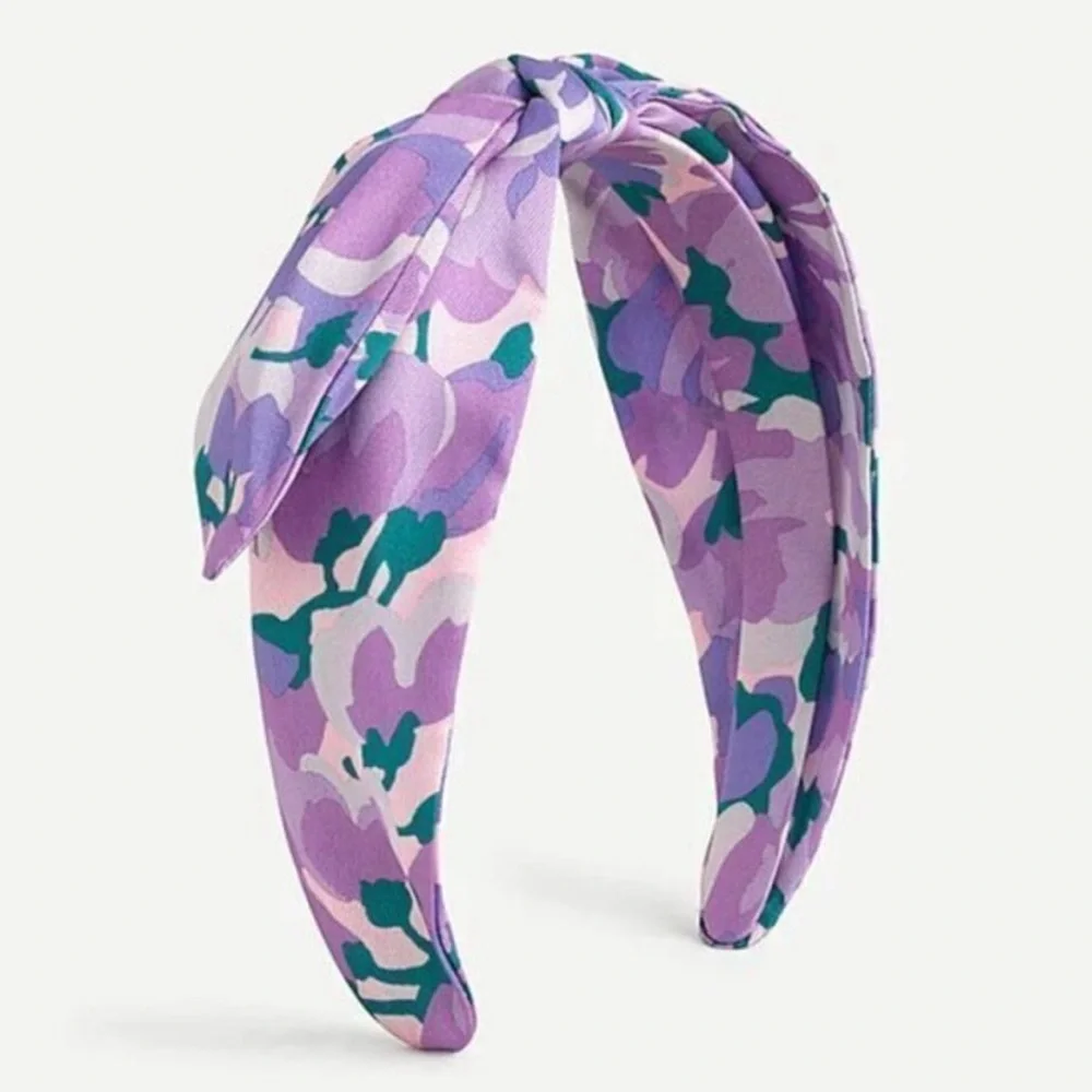 J. Crew NWT Satin Floral‎ Purple Headband, Tied On Top